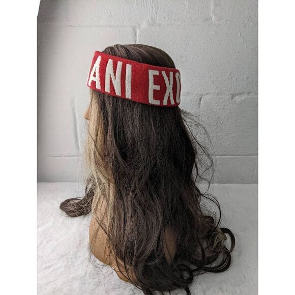 Vintage Armani Exchange Red‎ Off White Headband Winter Knitwear Ear Warmers main image 4